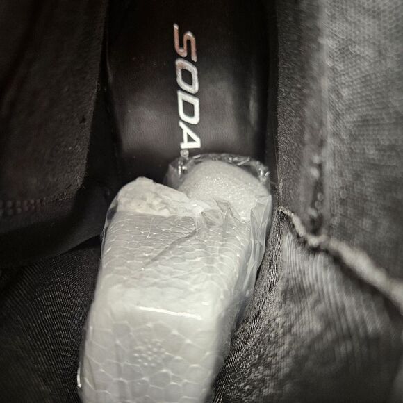 Size 10 Black Ankle Booties Silver Chains Side Zip Snakeskin Detail Pointed SODA - Picture 13 of 14